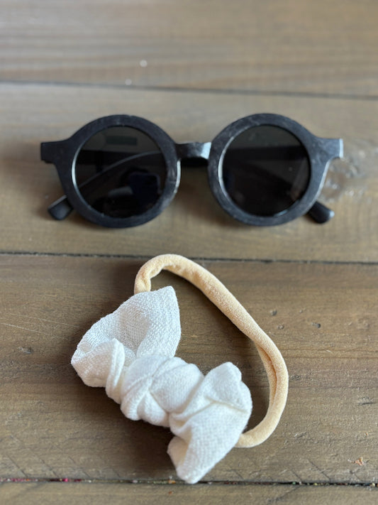 Vintage Kid Summer Bow Headband and Round Sunglasses