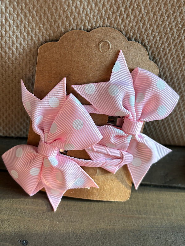 Pink polka dot baby clips