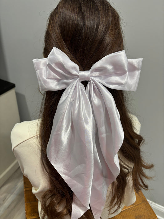 White satin hair bow