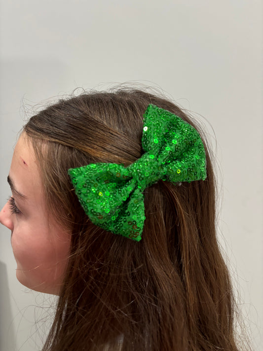 Stunning sequin hair bow - emerald green